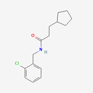 molecular formula C15H20ClNO B5762532 N-(2-chlorobenzyl)-3-cyclopentylpropanamide 