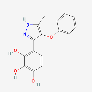 molecular formula C16H14N2O4 B5762587 4-(5-methyl-4-phenoxy-1H-pyrazol-3-yl)-1,2,3-benzenetriol 