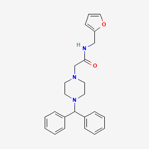 molecular formula C24H27N3O2 B5762601 2-[4-(diphenylmethyl)-1-piperazinyl]-N-(2-furylmethyl)acetamide 