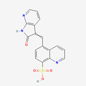 molecular formula C17H11N3O4S B576273 5-[(2-Oxo-1,2-dihydro-3H-pyrrolo[2,3-b]pyridin-3-ylidene)methyl]quinoline-8-sulfonic acid CAS No. 179341-25-4
