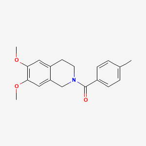 molecular formula C19H21NO3 B5762748 6,7-dimethoxy-2-(4-methylbenzoyl)-1,2,3,4-tetrahydroisoquinoline 
