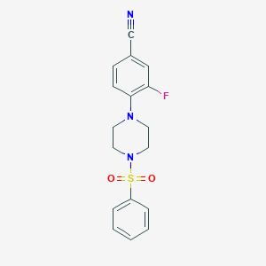 molecular formula C17H16FN3O2S B5762798 3-fluoro-4-[4-(phenylsulfonyl)-1-piperazinyl]benzonitrile 