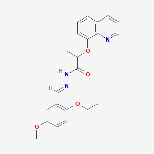 molecular formula C22H23N3O4 B5762816 N'-(2-ethoxy-5-methoxybenzylidene)-2-(8-quinolinyloxy)propanohydrazide 