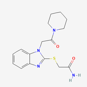 molecular formula C16H20N4O2S B5762945 2-({1-[2-oxo-2-(1-piperidinyl)ethyl]-1H-benzimidazol-2-yl}thio)acetamide 