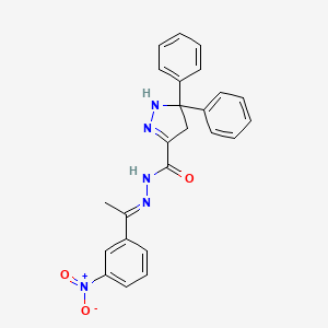 molecular formula C24H21N5O3 B5763146 N'-[1-(3-nitrophenyl)ethylidene]-5,5-diphenyl-4,5-dihydro-1H-pyrazole-3-carbohydrazide 