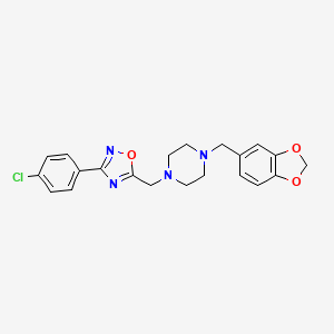 molecular formula C21H21ClN4O3 B5763192 1-(1,3-benzodioxol-5-ylmethyl)-4-{[3-(4-chlorophenyl)-1,2,4-oxadiazol-5-yl]methyl}piperazine 