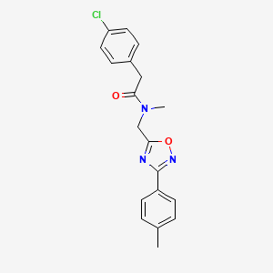 molecular formula C19H18ClN3O2 B5763219 2-(4-chlorophenyl)-N-methyl-N-{[3-(4-methylphenyl)-1,2,4-oxadiazol-5-yl]methyl}acetamide 
