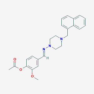 molecular formula C25H27N3O3 B5763234 2-methoxy-4-({[4-(1-naphthylmethyl)-1-piperazinyl]imino}methyl)phenyl acetate 