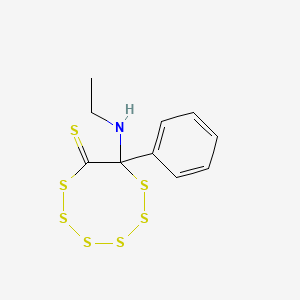 molecular formula C10H11NS7 B576328 8-Ethylamino-8-phenyl-1,2,3,4,5,6-hexathiocane-7-thione CAS No. 1146-07-2
