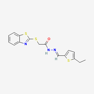 molecular formula C16H15N3OS3 B5763333 2-(1,3-benzothiazol-2-ylthio)-N'-[(5-ethyl-2-thienyl)methylene]acetohydrazide 
