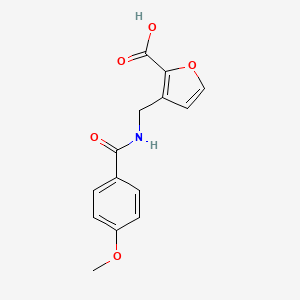 molecular formula C14H13NO5 B5763366 3-{[(4-methoxybenzoyl)amino]methyl}-2-furoic acid 