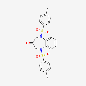 molecular formula C23H22N2O5S2 B576337 1,2,4,5-Tetrahydro-1,5-bis[(4-methylphenyl)sulfonyl]-3H-1,5-benzodiazepin-3-one CAS No. 1179-18-6