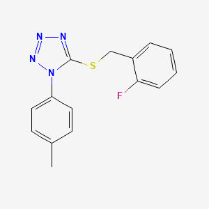 molecular formula C15H13FN4S B5763400 5-[(2-fluorobenzyl)thio]-1-(4-methylphenyl)-1H-tetrazole 