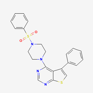 molecular formula C22H20N4O2S2 B5763427 5-phenyl-4-[4-(phenylsulfonyl)-1-piperazinyl]thieno[2,3-d]pyrimidine 