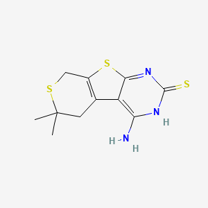 4-amino-6,6-dimethyl-5,8-dihydro-6H-thiopyrano[4',3':4,5]thieno[2,3-d]pyrimidine-2-thiol