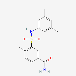 molecular formula C16H18N2O3S B5763571 3-{[(3,5-dimethylphenyl)amino]sulfonyl}-4-methylbenzamide 