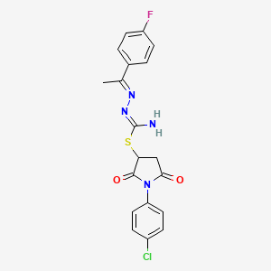 1-(4-chlorophenyl)-2,5-dioxo-3-pyrrolidinyl 2-[1-(4-fluorophenyl)ethylidene]hydrazinecarbimidothioate