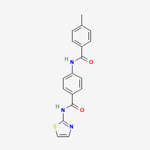 molecular formula C18H15N3O2S B5763692 4-methyl-N-{4-[(1,3-thiazol-2-ylamino)carbonyl]phenyl}benzamide 