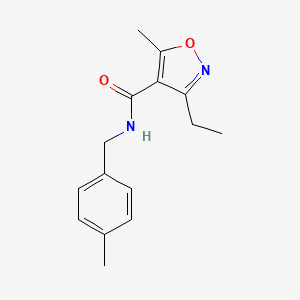 molecular formula C15H18N2O2 B5763737 3-ethyl-5-methyl-N-(4-methylbenzyl)-4-isoxazolecarboxamide 
