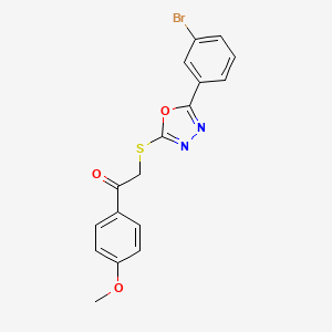molecular formula C17H13BrN2O3S B5763798 2-{[5-(3-bromophenyl)-1,3,4-oxadiazol-2-yl]thio}-1-(4-methoxyphenyl)ethanone 