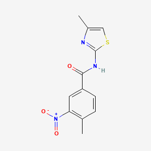 molecular formula C12H11N3O3S B5763817 4-methyl-N-(4-methyl-1,3-thiazol-2-yl)-3-nitrobenzamide 
