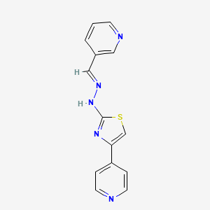 molecular formula C14H11N5S B5763899 nicotinaldehyde [4-(4-pyridinyl)-1,3-thiazol-2-yl]hydrazone 
