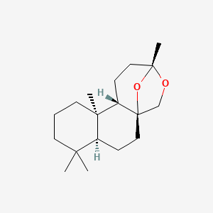 molecular formula C18H30O2 B576392 (1S,4S,9R,10S,13R)-5,5,9,13-tetramethyl-14,16-dioxatetracyclo[11.2.1.01,10.04,9]hexadecane CAS No. 1153-35-1