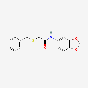 molecular formula C16H15NO3S B5763922 N-1,3-benzodioxol-5-yl-2-(benzylthio)acetamide 