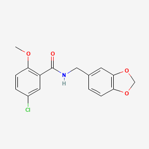 molecular formula C16H14ClNO4 B5763928 N-(1,3-benzodioxol-5-ylmethyl)-5-chloro-2-methoxybenzamide 