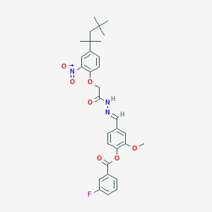 2-methoxy-4-(2-{[2-nitro-4-(1,1,3,3-tetramethylbutyl)phenoxy]acetyl}carbonohydrazonoyl)phenyl 3-fluorobenzoate