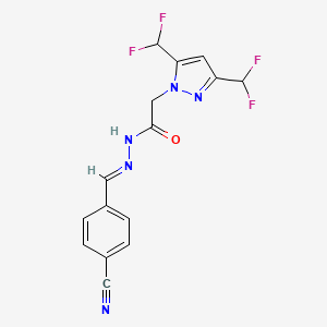 molecular formula C15H11F4N5O B5764187 2-[3,5-bis(difluoromethyl)-1H-pyrazol-1-yl]-N'-(4-cyanobenzylidene)acetohydrazide 