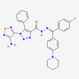 molecular formula C29H26FN9O2 B5764193 1-(4-amino-1,2,5-oxadiazol-3-yl)-N'-[(4-fluorophenyl)(4-piperidin-1-ylphenyl)methylene]-5-phenyl-1H-1,2,3-triazole-4-carbohydrazide 