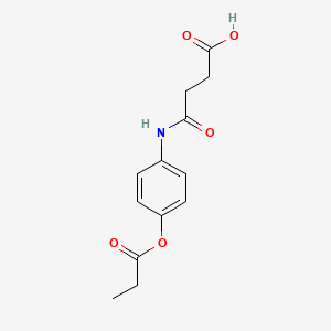 molecular formula C13H15NO5 B5764309 4-oxo-4-{[4-(propionyloxy)phenyl]amino}butanoic acid 