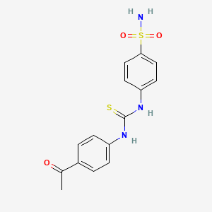 molecular formula C15H15N3O3S2 B5764321 4-({[(4-acetylphenyl)amino]carbonothioyl}amino)benzenesulfonamide 
