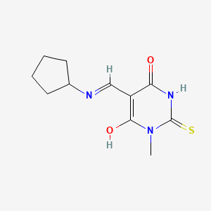 molecular formula C11H15N3O2S B5764350 5-[(cyclopentylamino)methylene]-1-methyl-2-thioxodihydro-4,6(1H,5H)-pyrimidinedione 