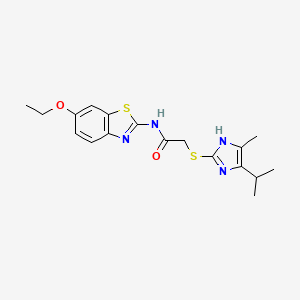 molecular formula C18H22N4O2S2 B5764553 N-(6-ethoxy-1,3-benzothiazol-2-yl)-2-[(5-isopropyl-4-methyl-1H-imidazol-2-yl)thio]acetamide 