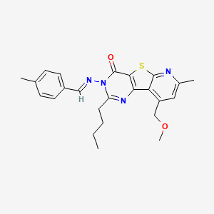 molecular formula C24H26N4O2S B5764576 2-butyl-9-(methoxymethyl)-7-methyl-3-[(4-methylbenzylidene)amino]pyrido[3',2':4,5]thieno[3,2-d]pyrimidin-4(3H)-one 