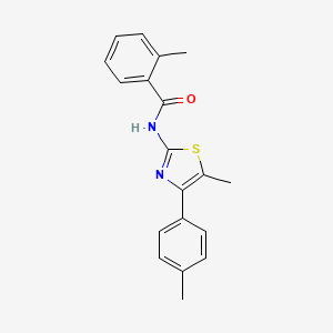 molecular formula C19H18N2OS B5764740 2-methyl-N-[5-methyl-4-(4-methylphenyl)-1,3-thiazol-2-yl]benzamide 