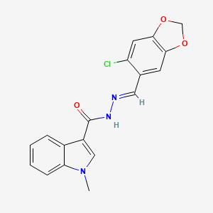molecular formula C18H14ClN3O3 B5765222 N'-[(6-chloro-1,3-benzodioxol-5-yl)methylene]-1-methyl-1H-indole-3-carbohydrazide 