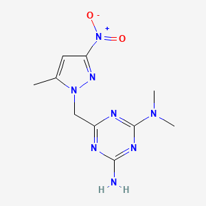 molecular formula C10H14N8O2 B5765265 N,N-dimethyl-6-[(5-methyl-3-nitro-1H-pyrazol-1-yl)methyl]-1,3,5-triazine-2,4-diamine 