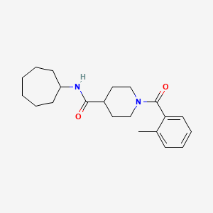 molecular formula C21H30N2O2 B5765320 N-cycloheptyl-1-(2-methylbenzoyl)-4-piperidinecarboxamide 