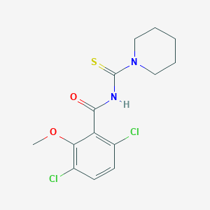 molecular formula C14H16Cl2N2O2S B5765405 3,6-dichloro-2-methoxy-N-(1-piperidinylcarbonothioyl)benzamide 