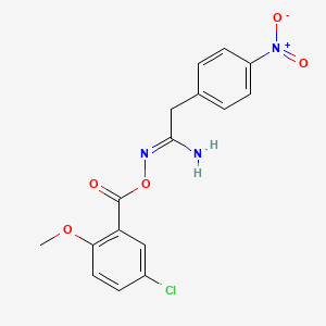 molecular formula C16H14ClN3O5 B5765525 N'-[(5-chloro-2-methoxybenzoyl)oxy]-2-(4-nitrophenyl)ethanimidamide 