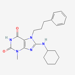 molecular formula C21H27N5O2 B5765750 8-(cyclohexylamino)-3-methyl-7-(3-phenylpropyl)-3,7-dihydro-1H-purine-2,6-dione 
