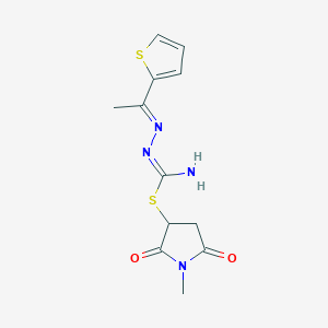 molecular formula C12H14N4O2S2 B5765765 1-methyl-2,5-dioxo-3-pyrrolidinyl 2-[1-(2-thienyl)ethylidene]hydrazinecarbimidothioate 