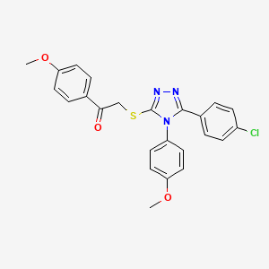molecular formula C24H20ClN3O3S B5765887 2-{[5-(4-chlorophenyl)-4-(4-methoxyphenyl)-4H-1,2,4-triazol-3-yl]thio}-1-(4-methoxyphenyl)ethanone 