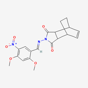 4-[(2,4-dimethoxy-5-nitrobenzylidene)amino]-4-azatricyclo[5.2.2.0~2,6~]undec-8-ene-3,5-dione