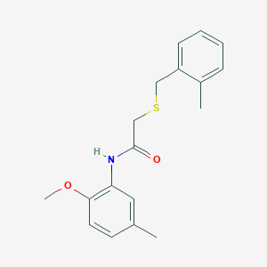 molecular formula C18H21NO2S B5766048 N-(2-methoxy-5-methylphenyl)-2-[(2-methylbenzyl)thio]acetamide 