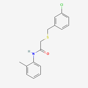 molecular formula C16H16ClNOS B5766076 2-[(3-chlorobenzyl)thio]-N-(2-methylphenyl)acetamide 