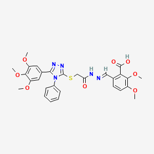 2,3-dimethoxy-6-[2-({[4-phenyl-5-(3,4,5-trimethoxyphenyl)-4H-1,2,4-triazol-3-yl]thio}acetyl)carbonohydrazonoyl]benzoic acid